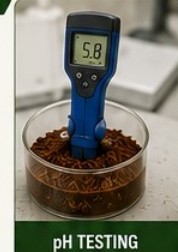 pH meter reading a cocopeat sample